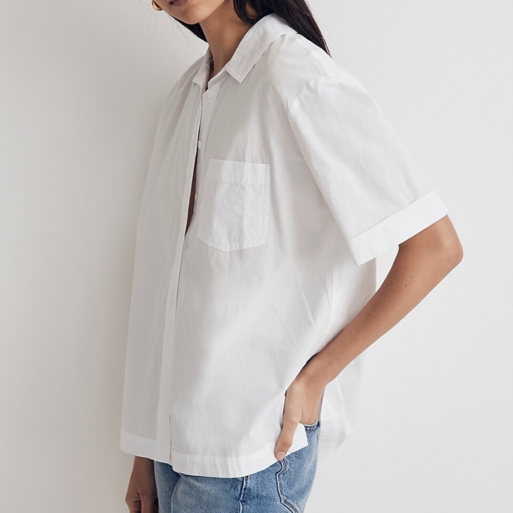 NWT Madewell Signature Poplin Short-Sleeve Button-Down Shirt